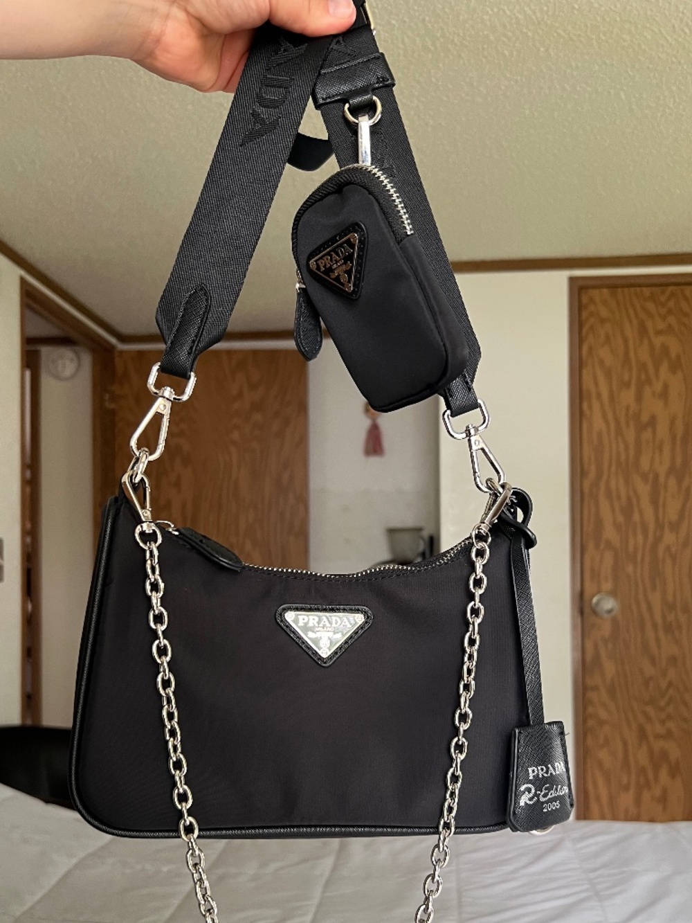 Black Nylon Shoulder crossbody bag